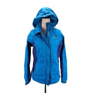 Columbia Jacket‎ Womens Medium Blue Full Zip Hooded Rain Windbreaker Omni-Tech